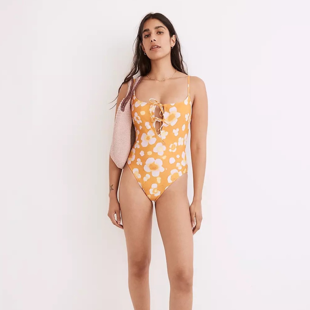 NWT Madewell Second Wave Tie-Front One-Piece Swimsuit
